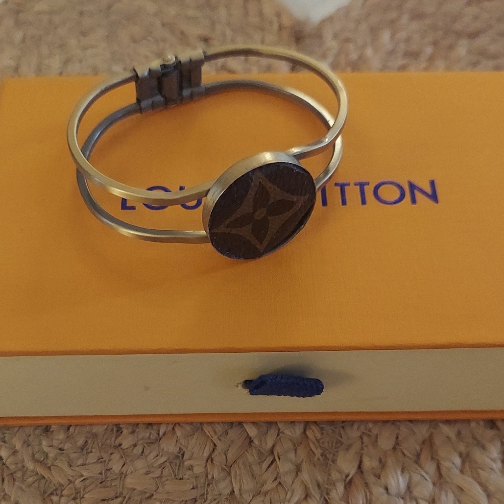 Louis Vuitton Upcycled Gold and Brown Double Band Bracelet